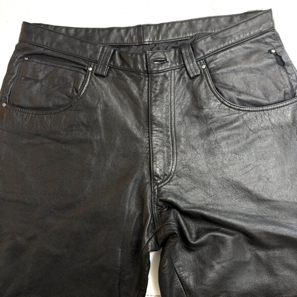 Wilson Leather M. Julian Pants Blk Moto Biker Pants 36 X 33 Vintage - Picture 2 of 15
